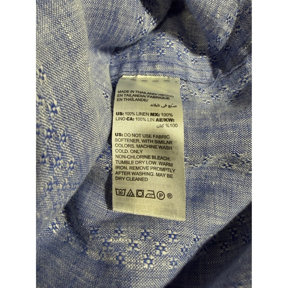 Chico's No Iron Size 3 (16/18) Blue White Textured Woven Tunic Shirt Button - Picture 7 of 10